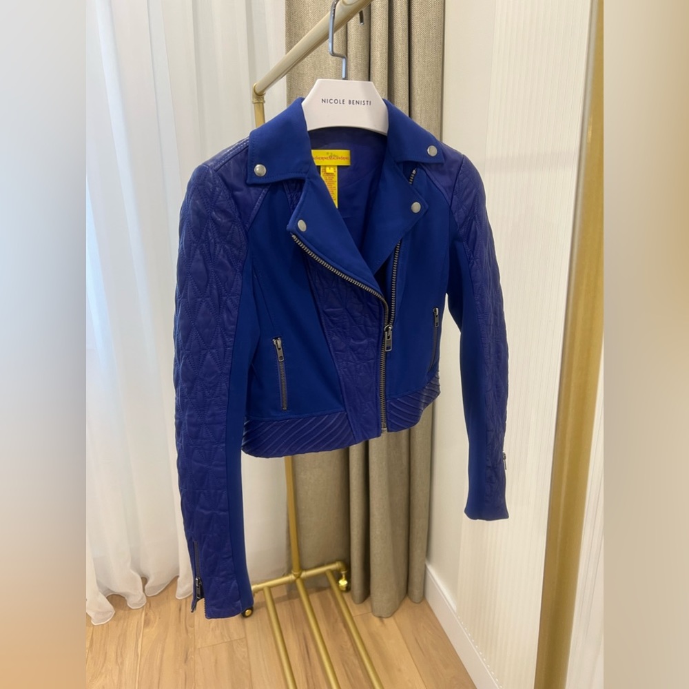 Catherine Malandrino Biker Jacket with Leather Size 2